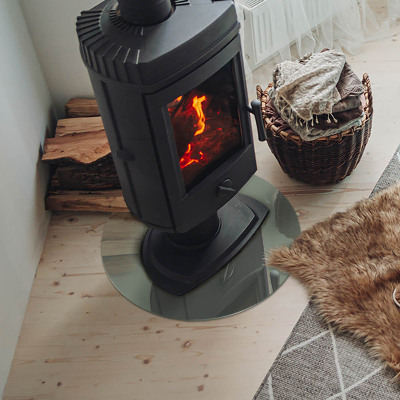 Placă rotundă din sticlă pentru șemineu Culoare gri-verde