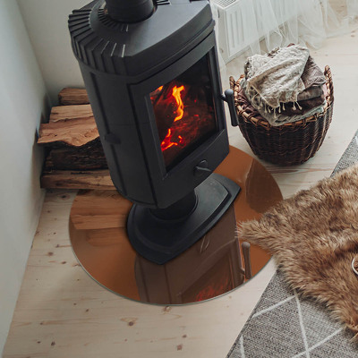 Placă de sticlă rotundă șemineu Culoare Maro