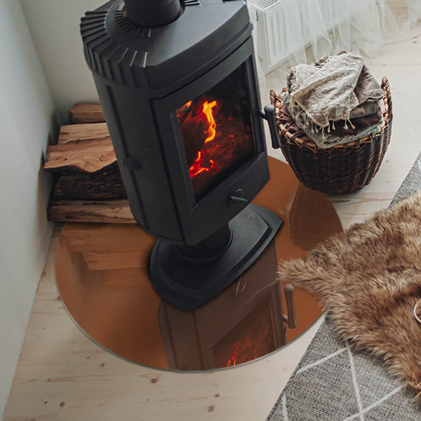 Placă de sticlă rotundă șemineu Culoare Maro