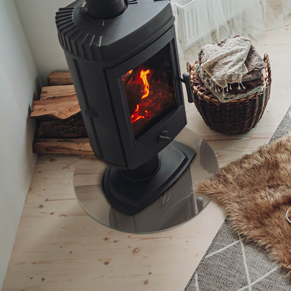 Placă rotundă din sticlă pentru șemineu Culoare Maro