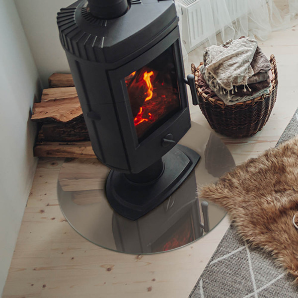 Placă rotundă din sticlă pentru șemineu Culoare Maro