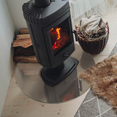 Placă rotundă din sticlă pentru șemineu Culoare Maro