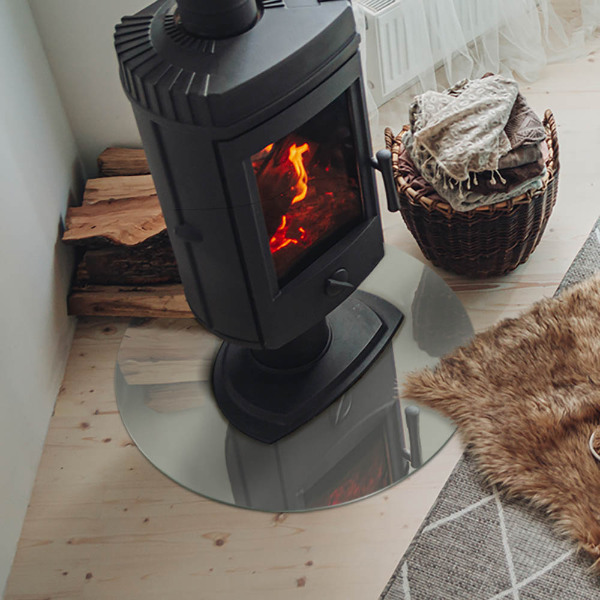 Sticlă rotundă sub sobă Culoare Gri-verde