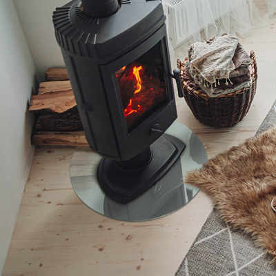 Placă rotundă din sticlă pentru șemineu Culoare Verde Deschis