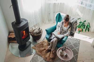 Placă rotundă din sticlă pentru șemineu Culoare Verde Deschis