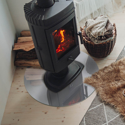 Placă de sticlă rotundă șemineu Culoare Gri