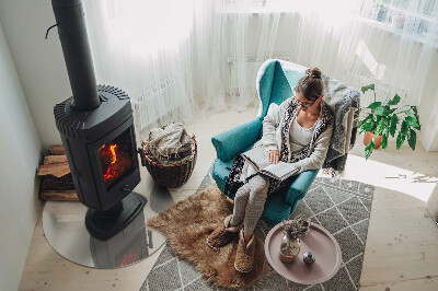 Placă de sticlă rotundă șemineu Culoare crem deschis