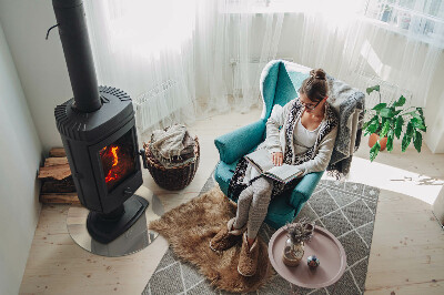 Placă rotundă din sticlă pentru șemineu Culoare bej