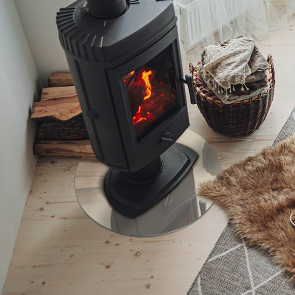 Placă rotundă din sticlă pentru șemineu Culoare bej