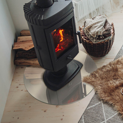 Placă rotundă din sticlă pentru șemineu Culoare bej