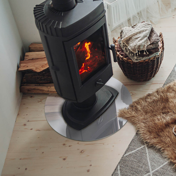 Placă rotundă din sticlă pentru șemineu Culoare Alb