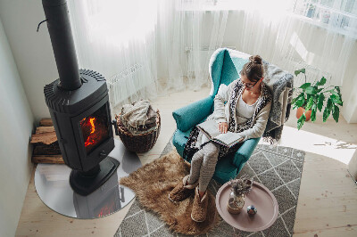 Placă rotundă din sticlă pentru șemineu Culoare Alb