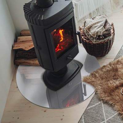 Placă rotundă din sticlă pentru șemineu Culoare Alb