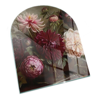 Placă de sticlă semiovală șemineu Detaliu floral în plină floare