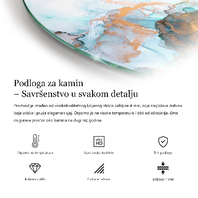 Placă semiovală din sticlă pentru șemineu Lemn în secțiune transversală cu fibre naturale