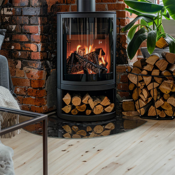 Placă semiovală din sticlă pentru șemineu Forme abstracte de nori în solide