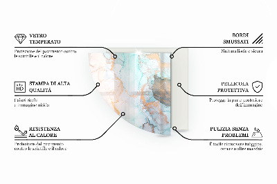 Placă semiovală din sticlă pentru șemineu Modele ceramice pe fundal