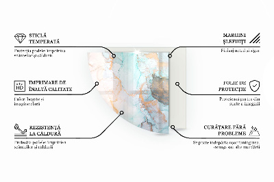 Placă semiovală din sticlă pentru șemineu Modele ceramice pe fundal