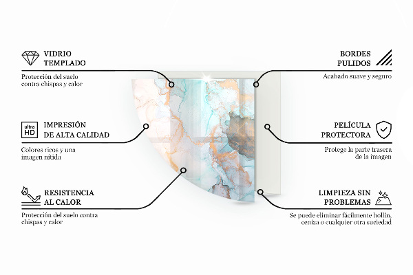 Placă de sticlă semiovală șemineu Model organic într-un stil abstract
