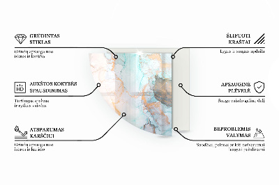 Placă de sticlă semiovală șemineu Model organic într-un stil abstract