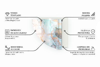 Placă semiovală din sticlă pentru șemineu Model abstract cu texturi variate