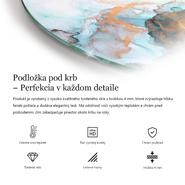 Placă semiovală din sticlă pentru șemineu Model abstract cu texturi variate