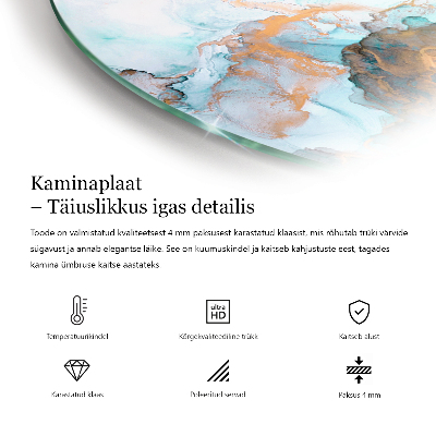 Placă de sticlă semiovală șemineu Fibre naturale ale lemnului