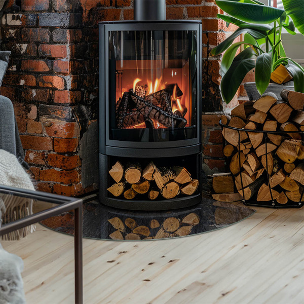 Placă de sticlă semiovală șemineu Modelul structurii stâncoase