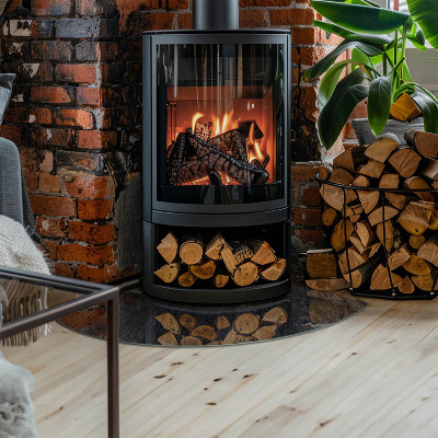 Placă de sticlă semiovală șemineu Modelul structurii stâncoase