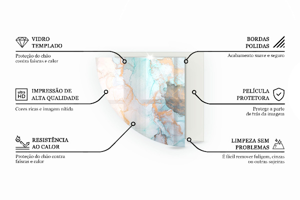 Placă semiovală din sticlă pentru șemineu Model de forme tridimensionale