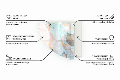 Placă de sticlă semiovală șemineu Motiv abstract fluid