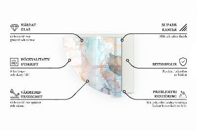 Placă de sticlă semiovală șemineu Motiv abstract fluid