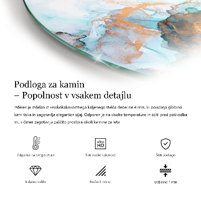 Placă de sticlă semiovală șemineu Motiv abstract fluid