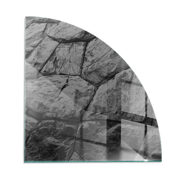 Placă semiovală din sticlă pentru șemineu Stil de piatră într-o versiune naturală
