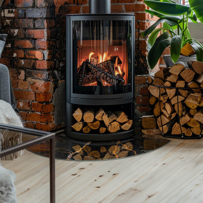 Placă de sticlă semiovală șemineu Stil de marmură cu vene delicate