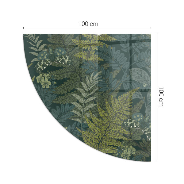 Sticlă semiovală sub sobă Modele de plante cu fluturi