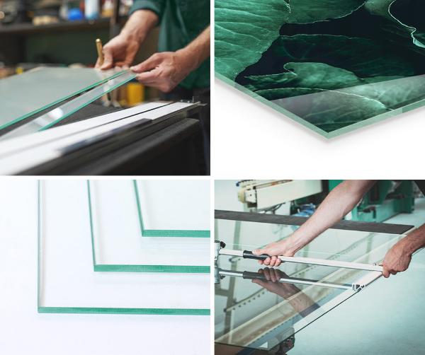 Placă de sticlă semiovală șemineu Model inspirat din piatră