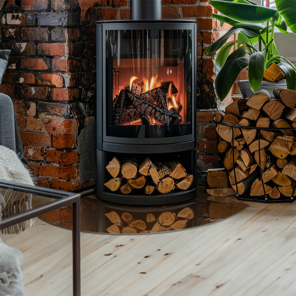 Placă de sticlă semiovală șemineu Culoare Maro