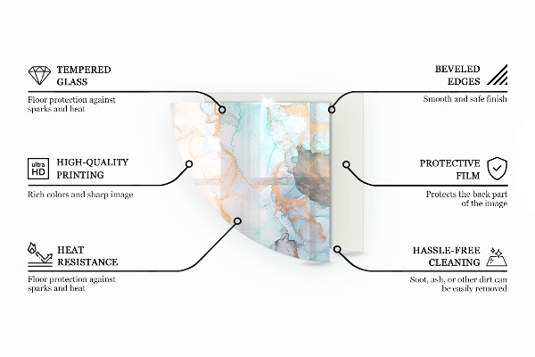 Placă de sticlă semiovală șemineu Culoare roz pal