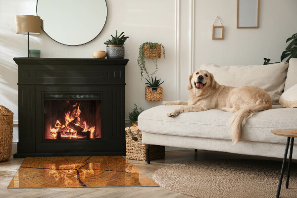 Placă dreptunghiulară din sticlă pentru șemineu Lemn în secțiune transversală cu fibre naturale