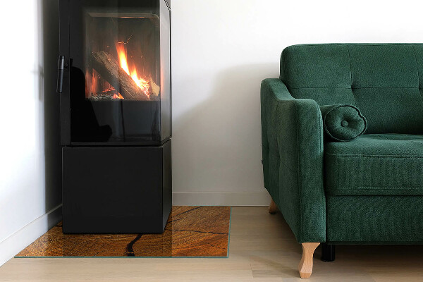 Placă dreptunghiulară din sticlă pentru șemineu Lemn în secțiune transversală cu fibre naturale