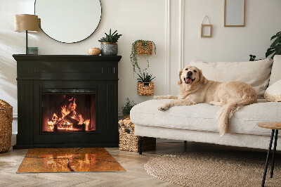 Placă dreptunghiulară din sticlă pentru șemineu Lemn în secțiune transversală cu fibre naturale