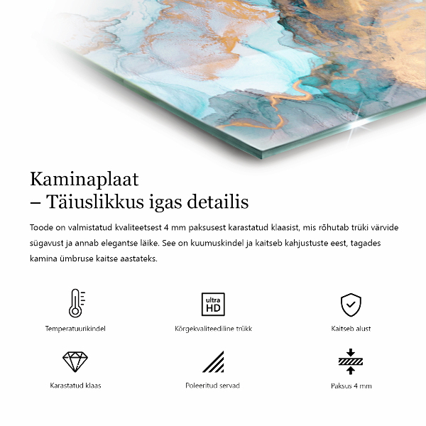 Placă de sticlă dreptunghiulară șemineu Geometrie în trei dimensiuni