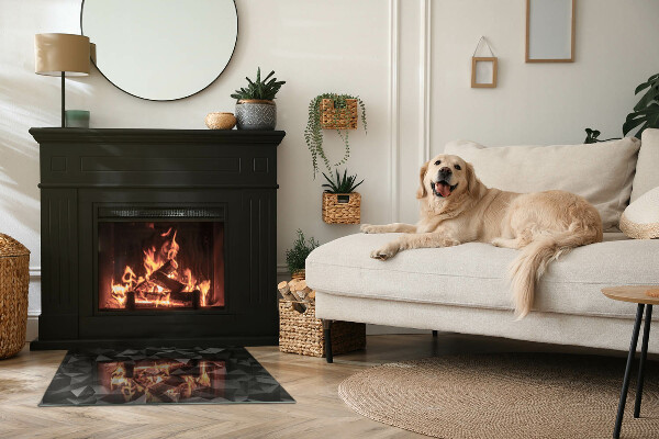 Placă de sticlă dreptunghiulară șemineu Geometrie în trei dimensiuni