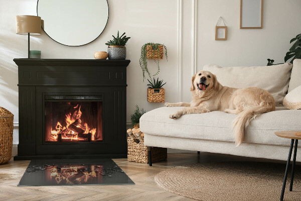 Placă dreptunghiulară din sticlă pentru șemineu Forme abstracte de nori în solide