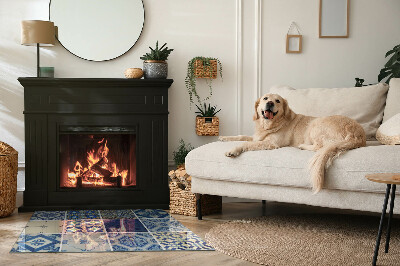 Placă dreptunghiulară din sticlă pentru șemineu Modele ceramice pe fundal