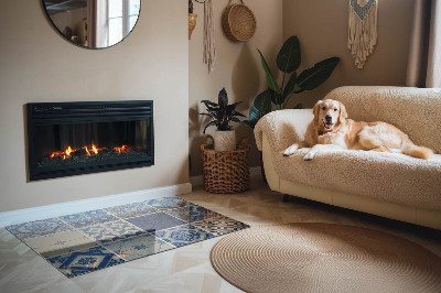 Placă dreptunghiulară din sticlă pentru șemineu Modele ceramice pe fundal