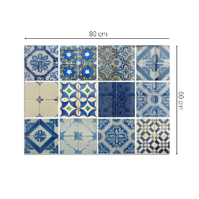 Placă dreptunghiulară din sticlă pentru șemineu Modele ceramice pe fundal