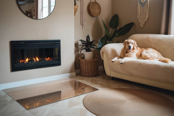 Sticlă dreptunghiulară sub sobă Model inspirat din lemn