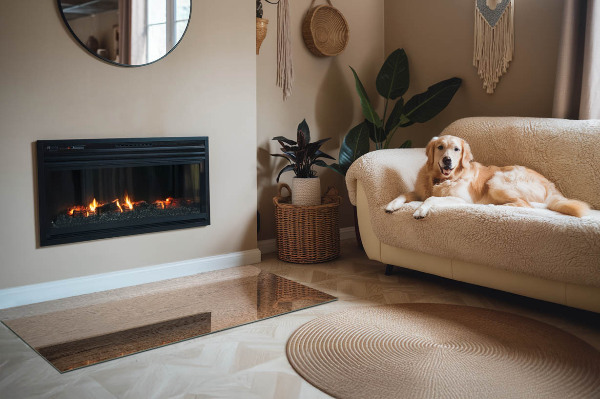 Sticlă dreptunghiulară sub sobă Model inspirat din lemn